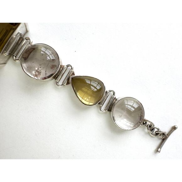 Lemon Quartz Stunning Bracelet Handmade Sterling Silver Rutile Quartz - Picture 4 of 10